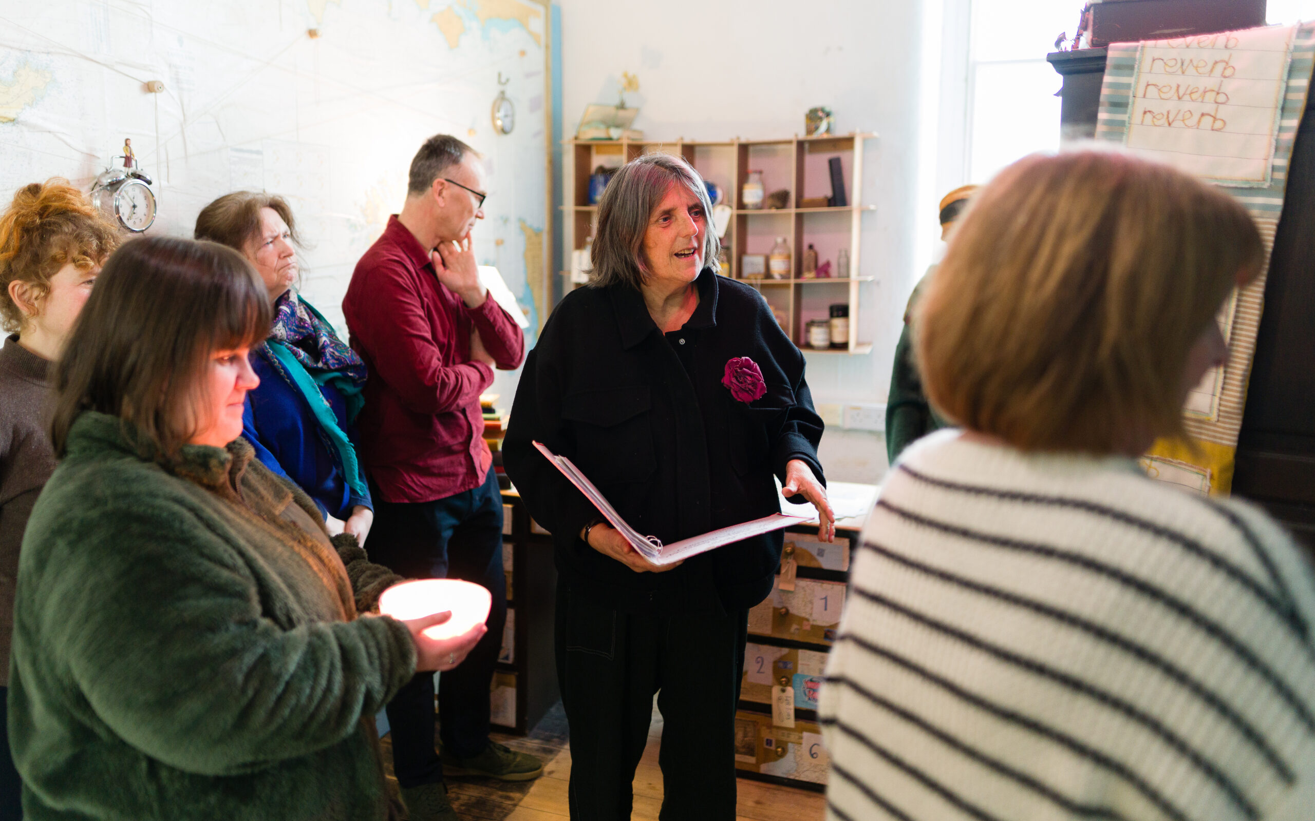 Group of writers standing in The Writers' Block. Image by Steve Tanner